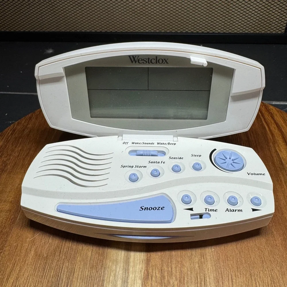 Westclox TravelScape Digital Alarm Clock White Nature Sounds Portable 2001 Vtg